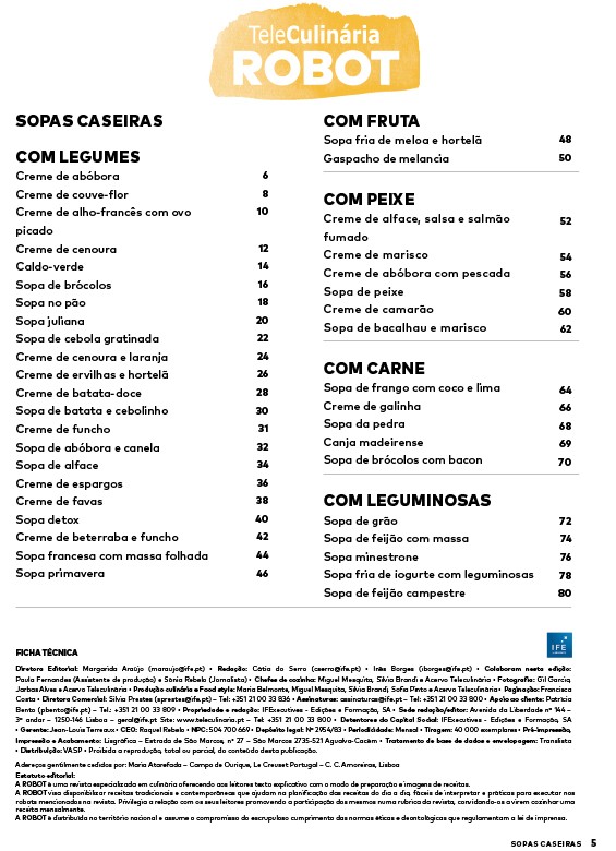 Robot de Cozinha - Sopas caseiras - versão digital